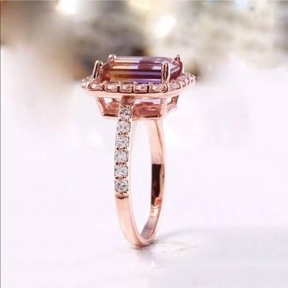 14k rose gold grade pink yellow topaz ring - Picture 5 of 8